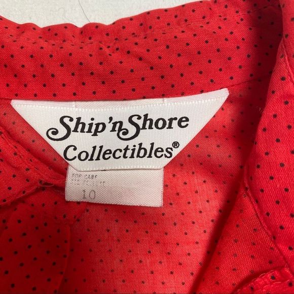 Vintage Red and Black Polka Dot Puff Sleeve Blouse - Picture 6 of 8